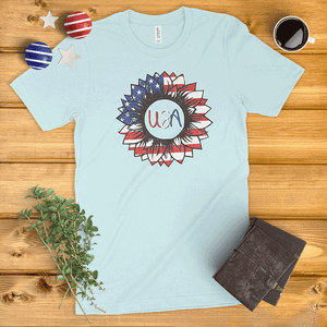 American Flag Sunflower Ladies' T-Shirt