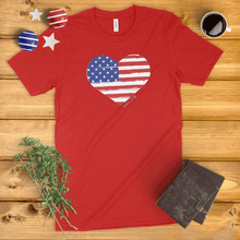 Load image into Gallery viewer, Distressed Heart American Flag Ladies&#39; T-Shirt
