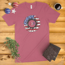 Load image into Gallery viewer, American Flag Sunflower Ladies&#39; T-Shirt
