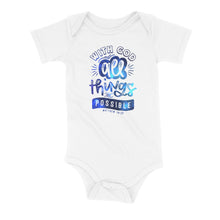 Load image into Gallery viewer, All Things Are Possible Blue Galaxy Onesie
