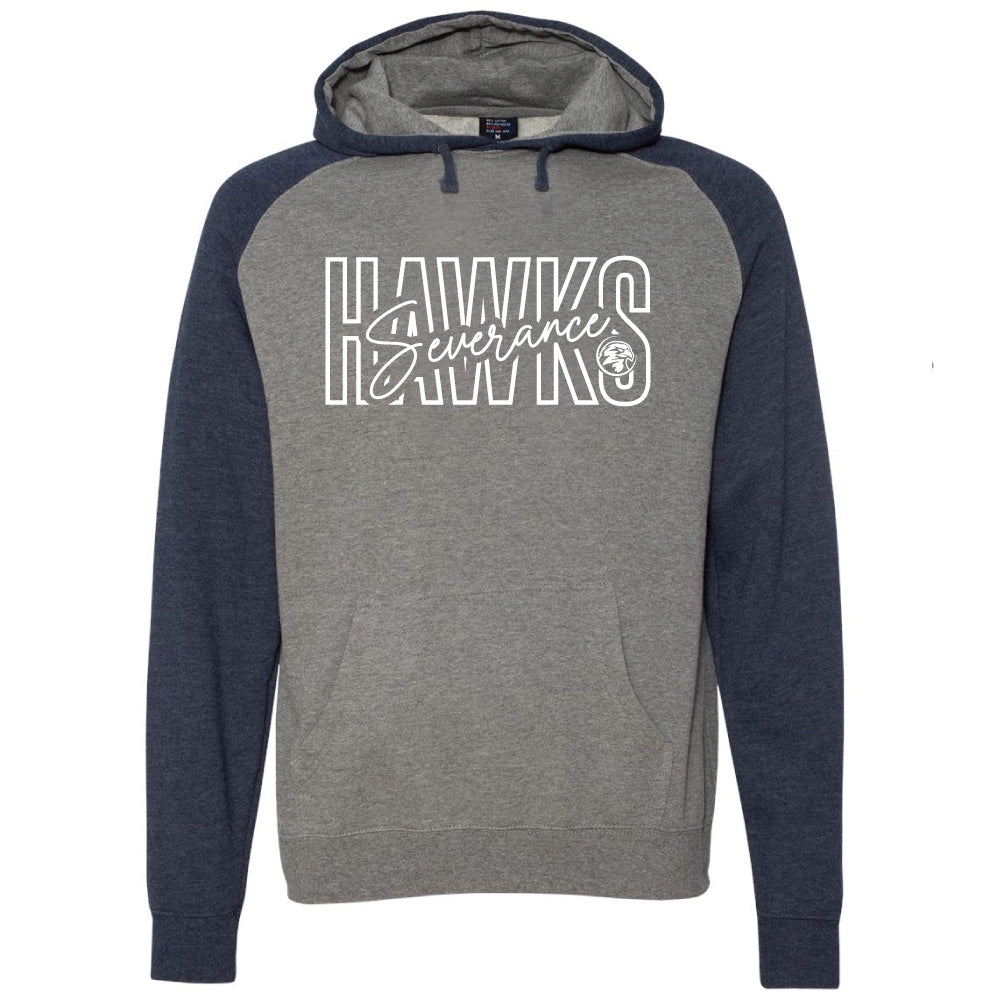 Severance MS Youth & Adult Raglan Hooded Sweatshirt (Block Logo)