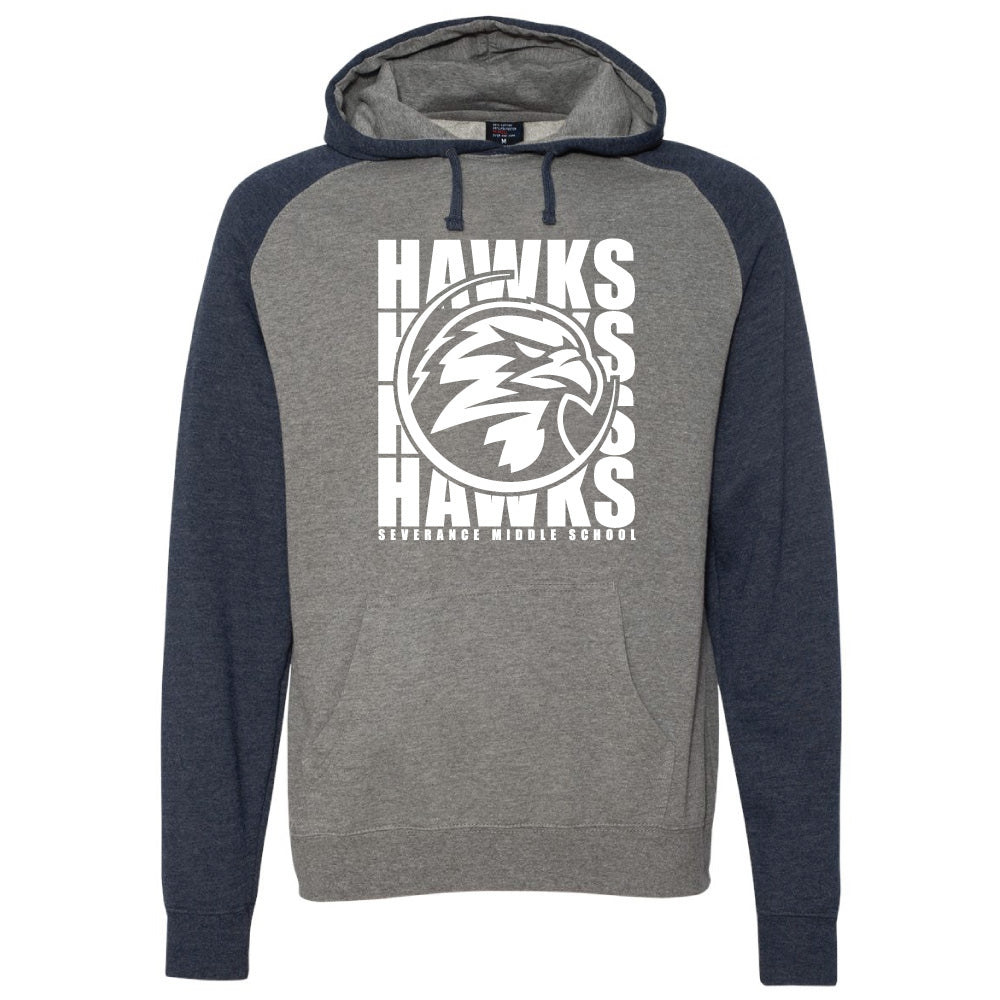 Severance MS Youth & Adult Raglan Hooded Sweatshirt (Hawks Logo)