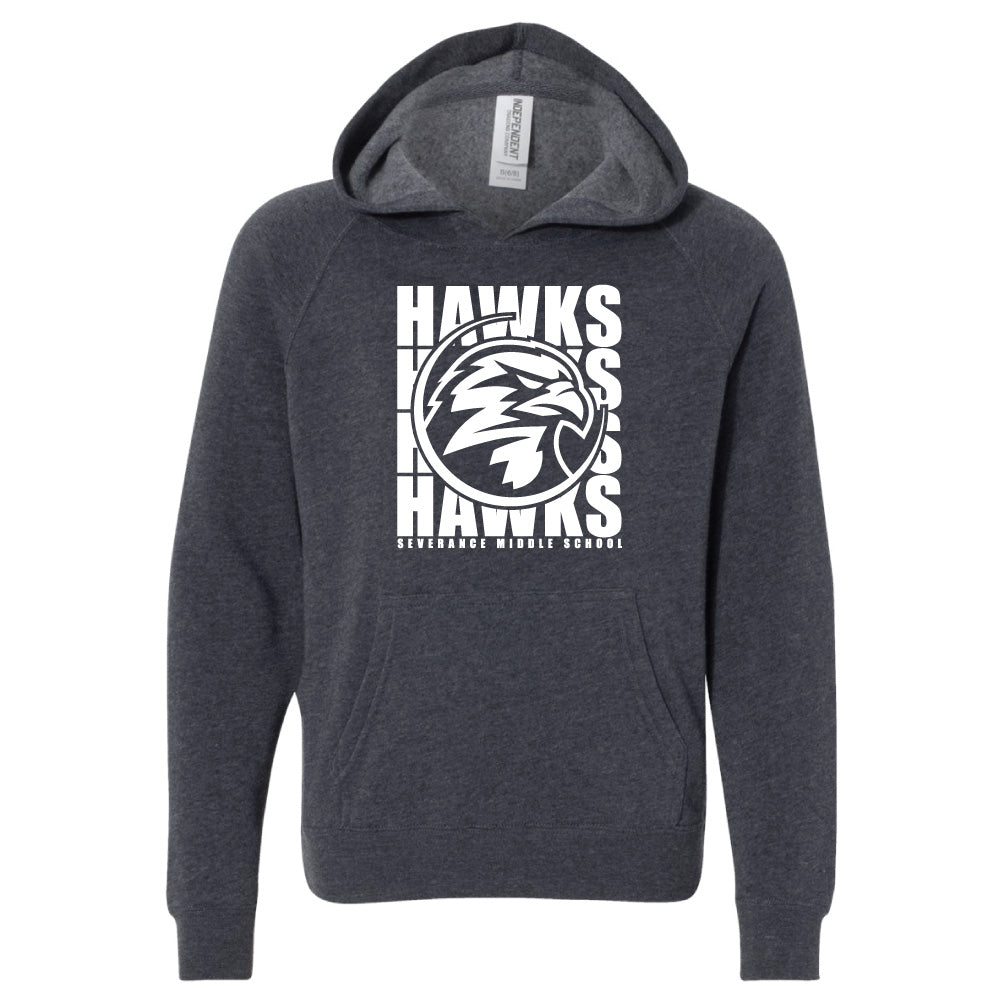 Severance MS Youth & Adult Raglan Hooded Sweatshirt (Hawks Logo)