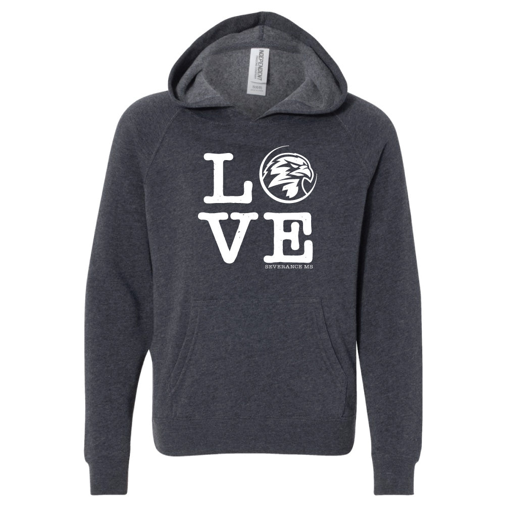 Severance MS Youth & Adult Raglan Hooded Sweatshirt (LOVE Logo)