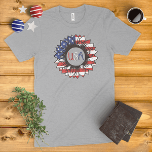 American Flag Sunflower Ladies' T-Shirt