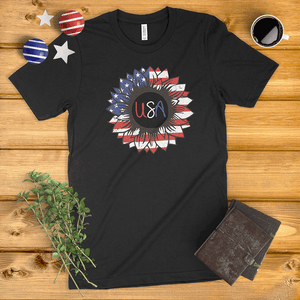 American Flag Sunflower Ladies' T-Shirt