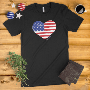 Distressed Heart American Flag Ladies' T-Shirt