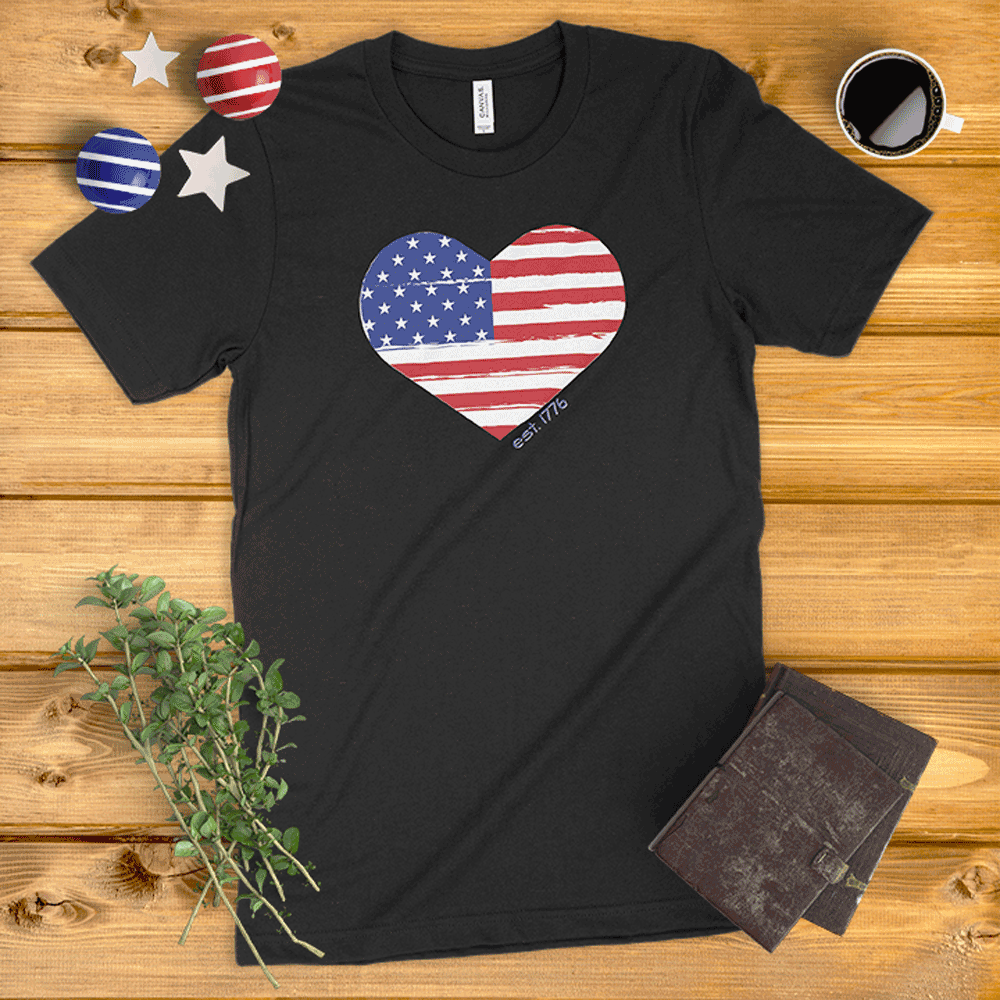 Distressed Heart American Flag Ladies' T-Shirt
