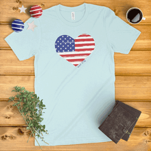 Load image into Gallery viewer, Distressed Heart American Flag Ladies&#39; T-Shirt

