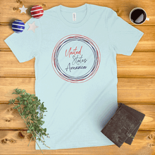 Load image into Gallery viewer, United States of America Circle Wreath Ladies&#39; T-Shirt
