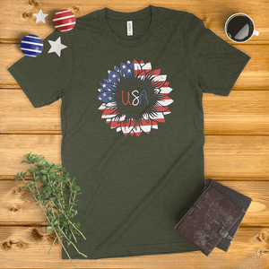 American Flag Sunflower Ladies' T-Shirt