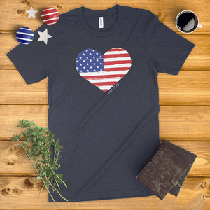 Distressed Heart American Flag Ladies' T-Shirt