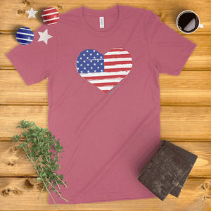 Distressed Heart American Flag Ladies' T-Shirt