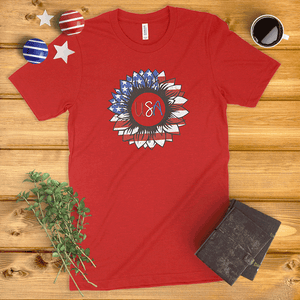 American Flag Sunflower Ladies' T-Shirt