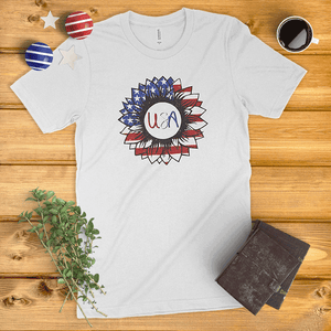 American Flag Sunflower Ladies' T-Shirt