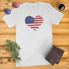 Load image into Gallery viewer, Distressed Heart American Flag Ladies&#39; T-Shirt
