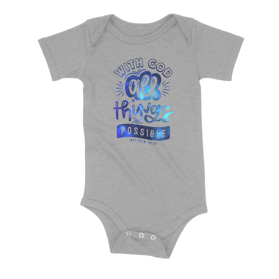 All Things Are Possible Blue Galaxy Onesie