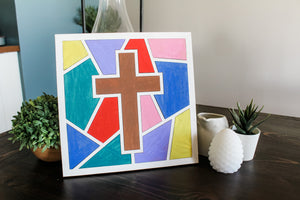 DIY Cross Stained Glass Mosaic Sign