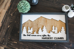 Hardest Climbs Wood Sign