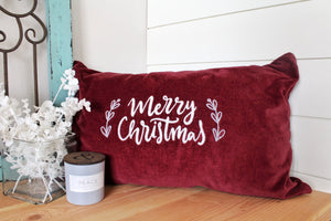 Merry Christmas Velvet Pillow Cover