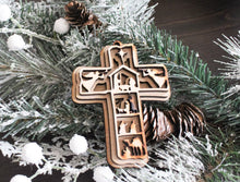 Load image into Gallery viewer, Nativity Story Cross Ornament
