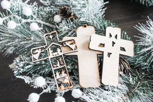 Nativity Story Cross Ornament