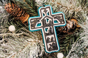 Nativity Story Cross Ornament
