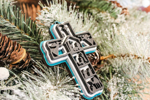 Nativity Story Cross Ornament
