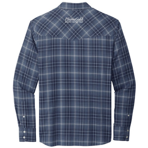 Plains Gold Men's Full Button Plaid Shirt
