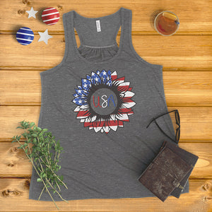 American Flag Sunflower Ladies' Tank Top