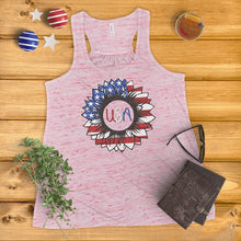 Load image into Gallery viewer, American Flag Sunflower Ladies&#39; Tank Top
