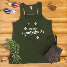 Load image into Gallery viewer, God Bless America Floral Wreath Ladies&#39; Tank Top
