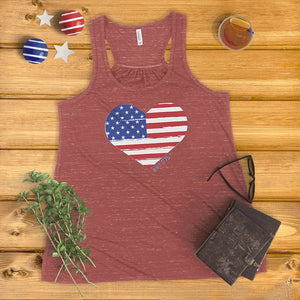 Distressed Heart American Flag Ladies' Tank Top