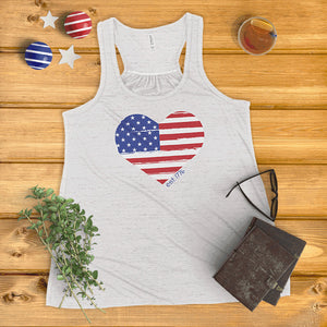 Distressed Heart American Flag Ladies' Tank Top