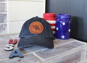 USA 50 Stars Genuine Leather Patch Hat