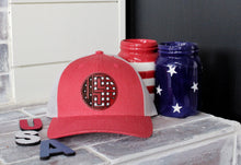 Load image into Gallery viewer, USA Monogram Red Genuine Leather Patch Hat
