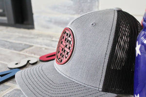 USA Monogram Red Genuine Leather Patch Hat