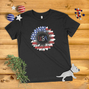 American Flag Sunflower Kids' T-Shirt