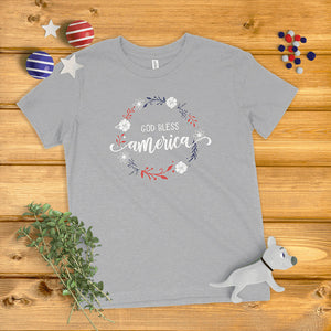 God Bless America Floral Wreath Kids' T-Shirt