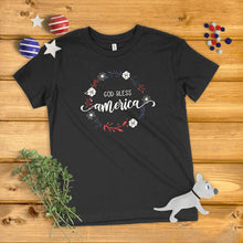 Load image into Gallery viewer, God Bless America Floral Wreath Kids&#39; T-Shirt
