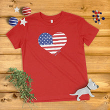 Load image into Gallery viewer, Distressed Heart American Flag Kids&#39; T-Shirt
