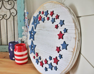 USA Star Round Wood Sign
