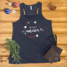 Load image into Gallery viewer, God Bless America Floral Wreath Ladies&#39; Tank Top
