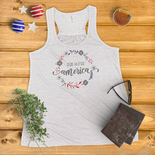 Load image into Gallery viewer, God Bless America Floral Wreath Ladies&#39; Tank Top
