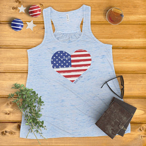 Distressed Heart American Flag Ladies' Tank Top