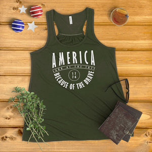 America Land of the Free, Because of the Brave Ladies' Tank Top