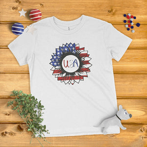 American Flag Sunflower Kids' T-Shirt
