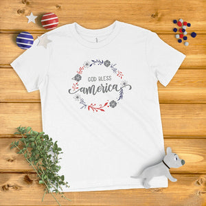 God Bless America Floral Wreath Kids' T-Shirt