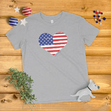 Load image into Gallery viewer, Distressed Heart American Flag Kids&#39; T-Shirt
