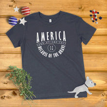Load image into Gallery viewer, America Land of the Free, Because of the Brave Kids&#39; T-Shirt
